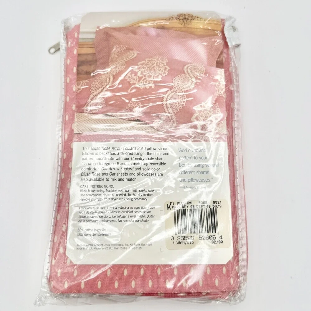 Martha Stewart Std Sham‎ 2000 Pink Rose Dot Floral Vintage Cottagecore Bedding